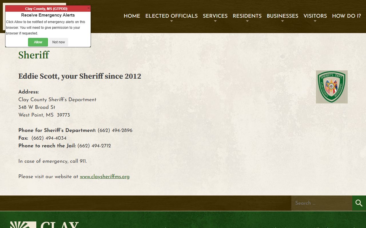 Clay County arrest records and court charges resources from the Sheriff's Office