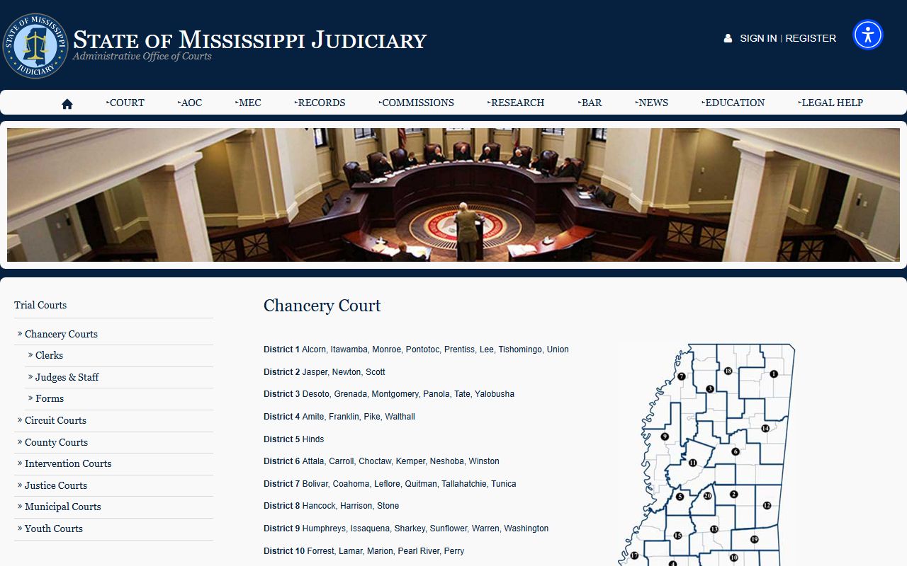 Mississippi Chancery Court overview for Clay County court dockets