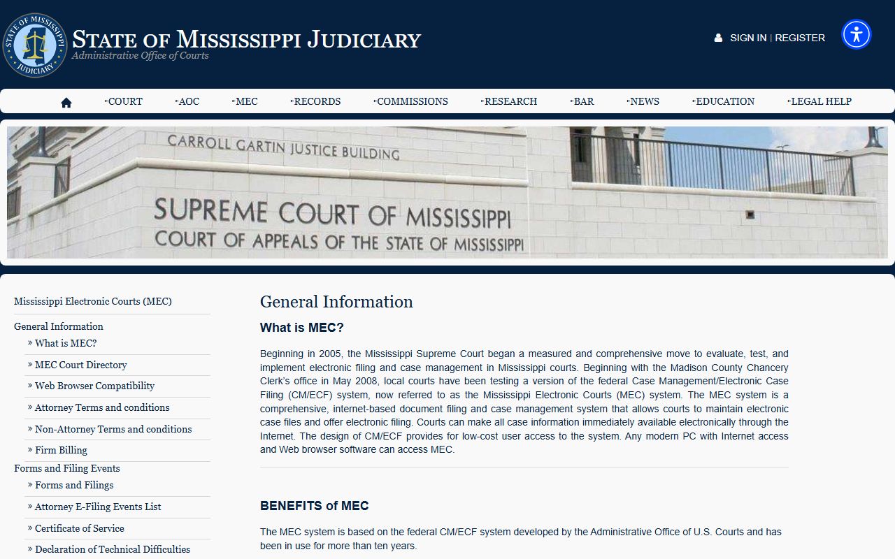 MEC general public-access information for Clay County court records