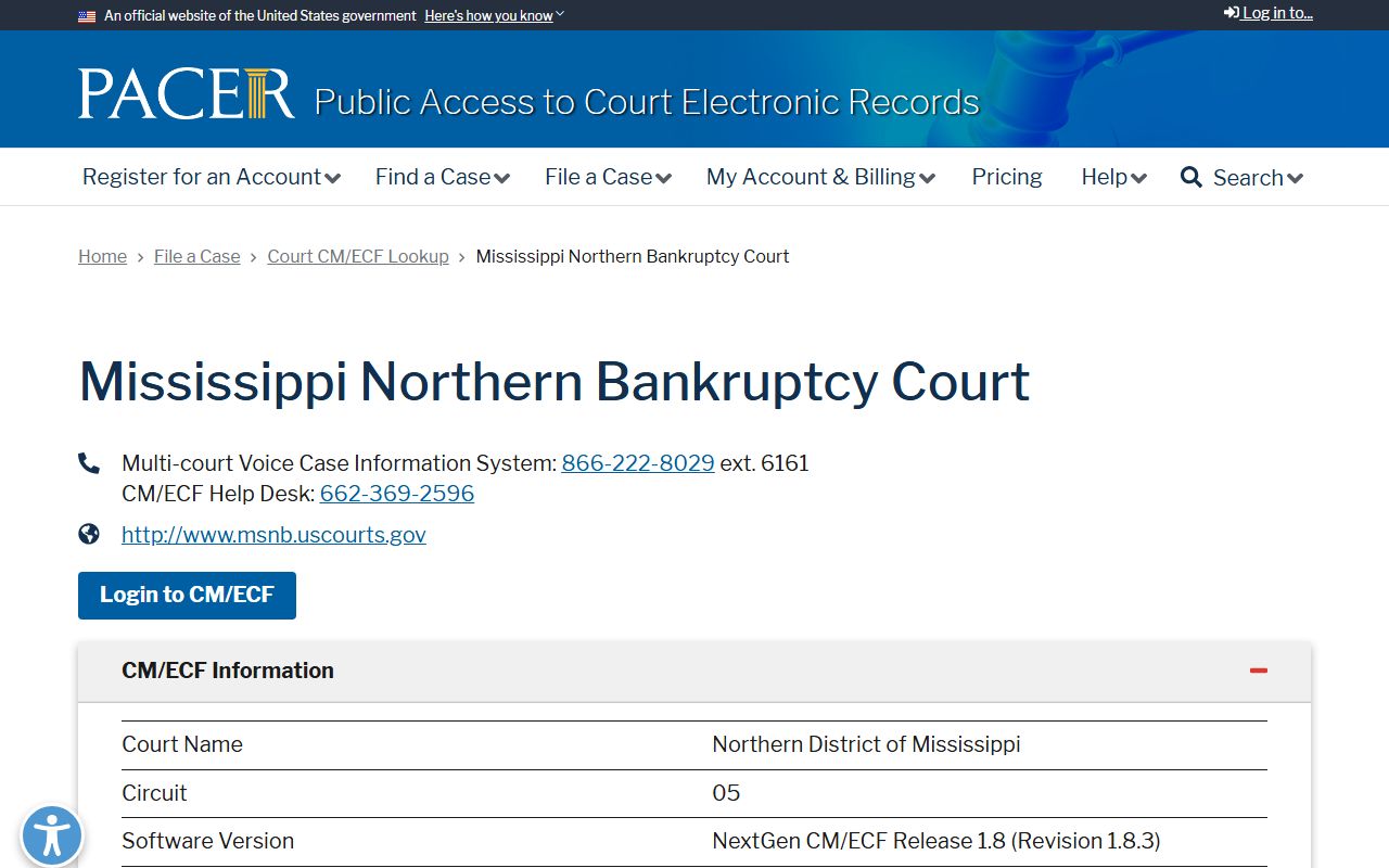 Clay County federal court records via PACER bankruptcy lookup for Mississippi