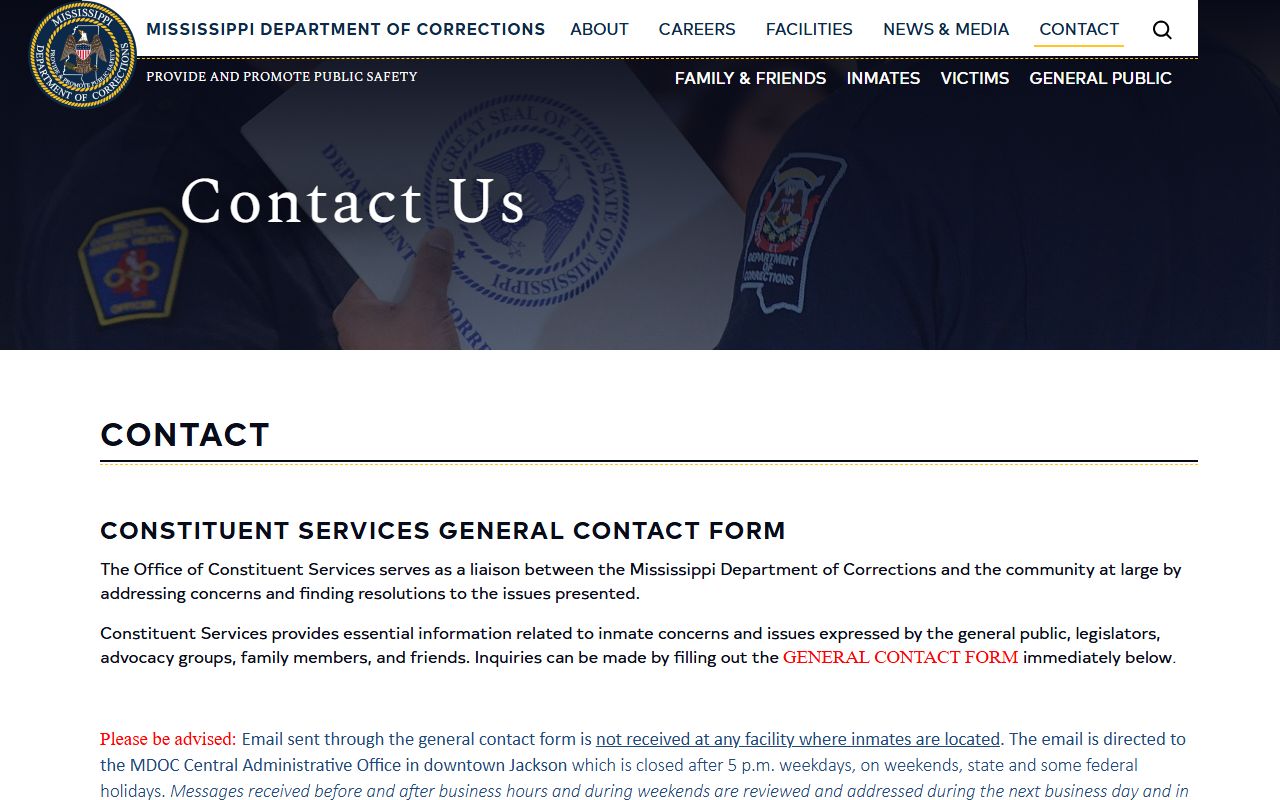 Clay County inmate search support through the MDOC records contact page