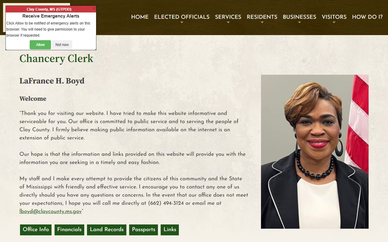 Clay County Chancery Clerk page for divorce records