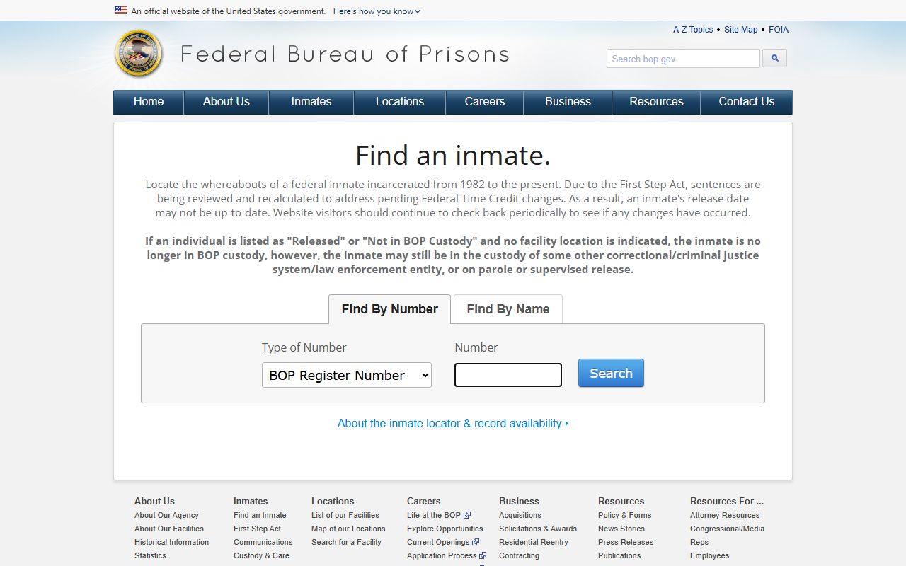 Clay County warrant follow-up on the federal Bureau of Prisons inmate locator
